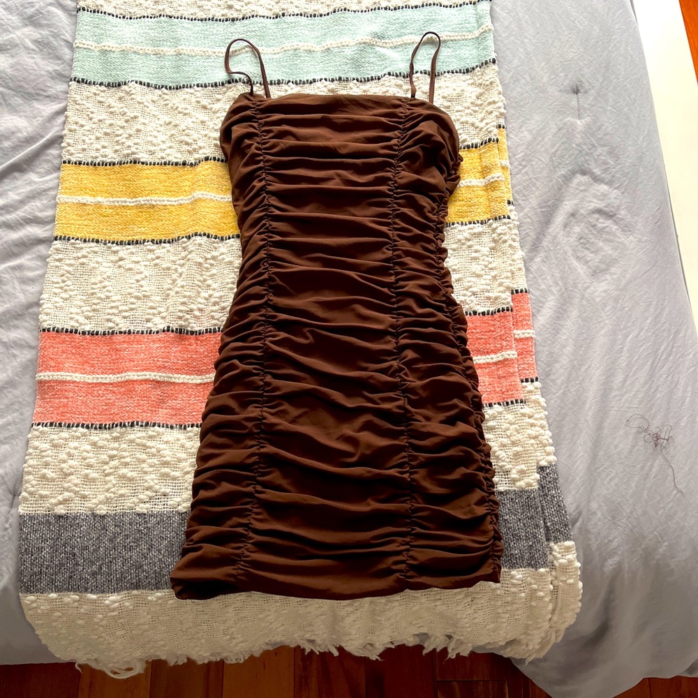Windsor Brown Mini Ruched dress
